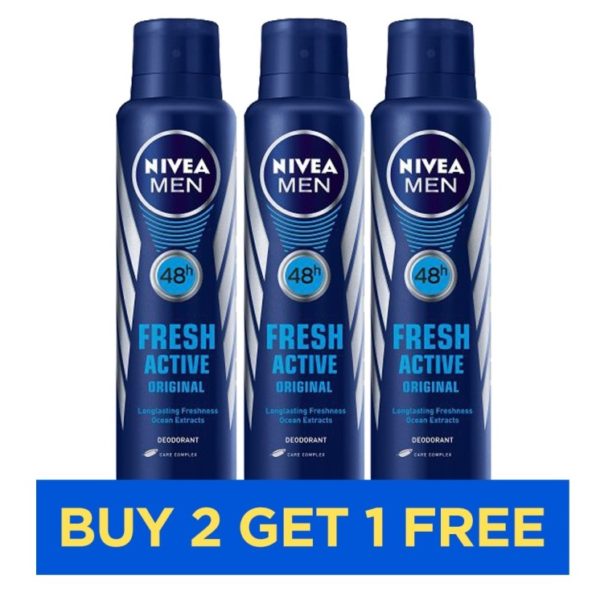 Nivea Men Fresh Active Men's Deodorant - Buy 2 Get 1 Free